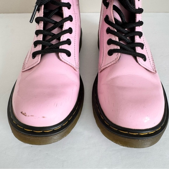 Dr. Martens 1460 J Pink Patent Leather Lace
Up/Zip Ankle Boots Size 2 - Picture 10 of 14